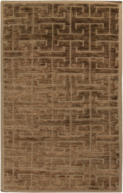 Dark Brown Hand Knotted 60% Wool, 40% Jute Modern Rectangle Handmade rug, Indoor use only, no fringe, non-washable.