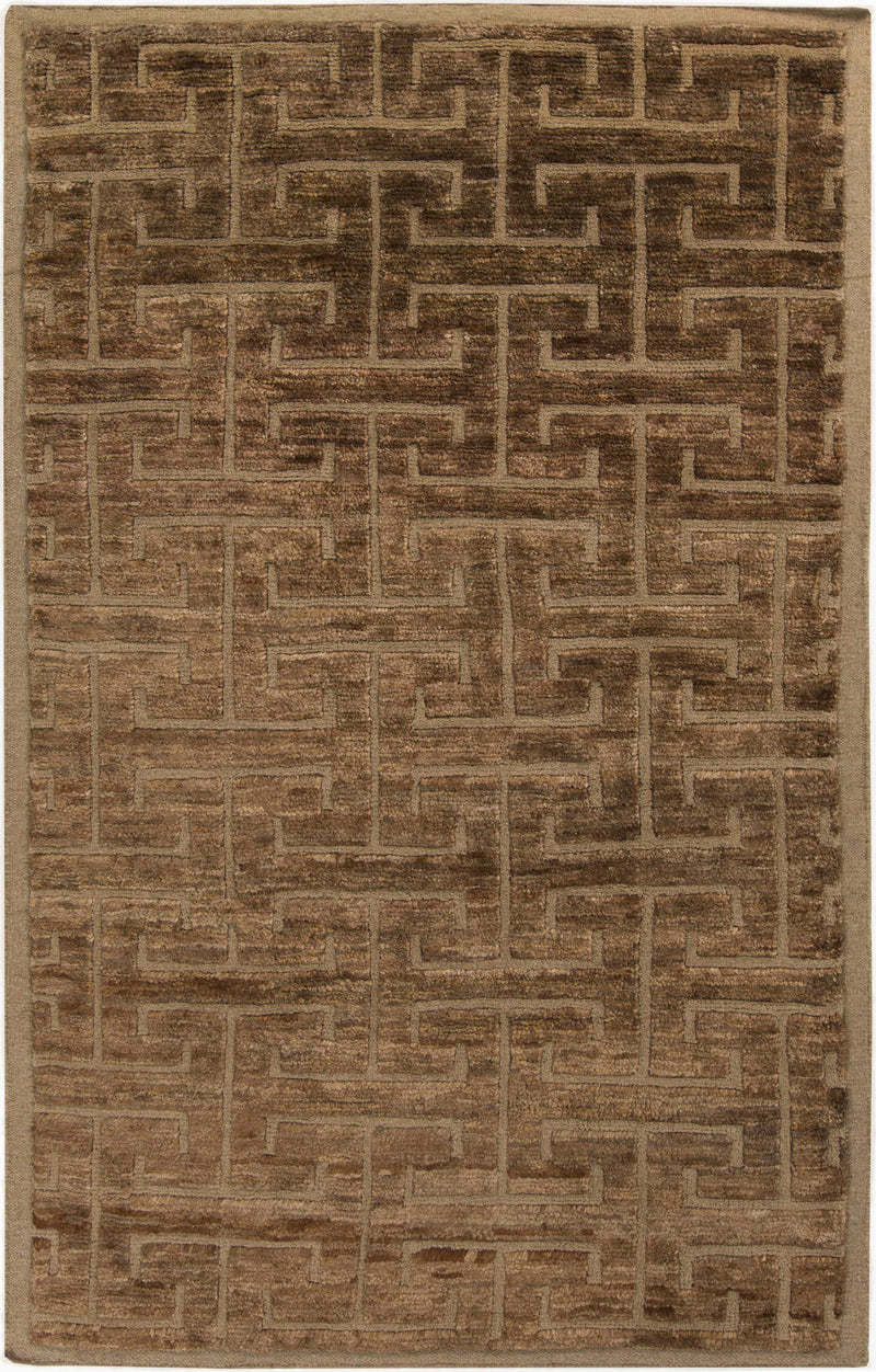 Dark Brown Hand Knotted 60% Wool, 40% Jute Modern Rectangle Handmade rug, Indoor use only, no fringe, non-washable.
