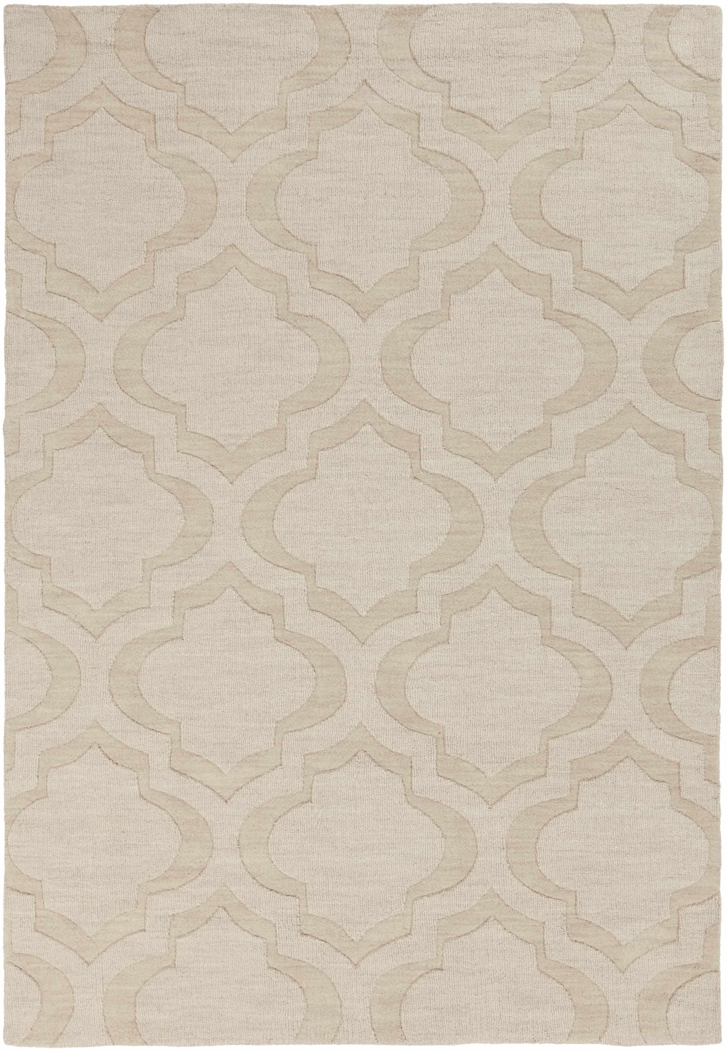 Beige Hand Loomed 100% Wool Modern Rectangle Handmade rug, Indoor use only, no fringe, non-washable. round, runner also available