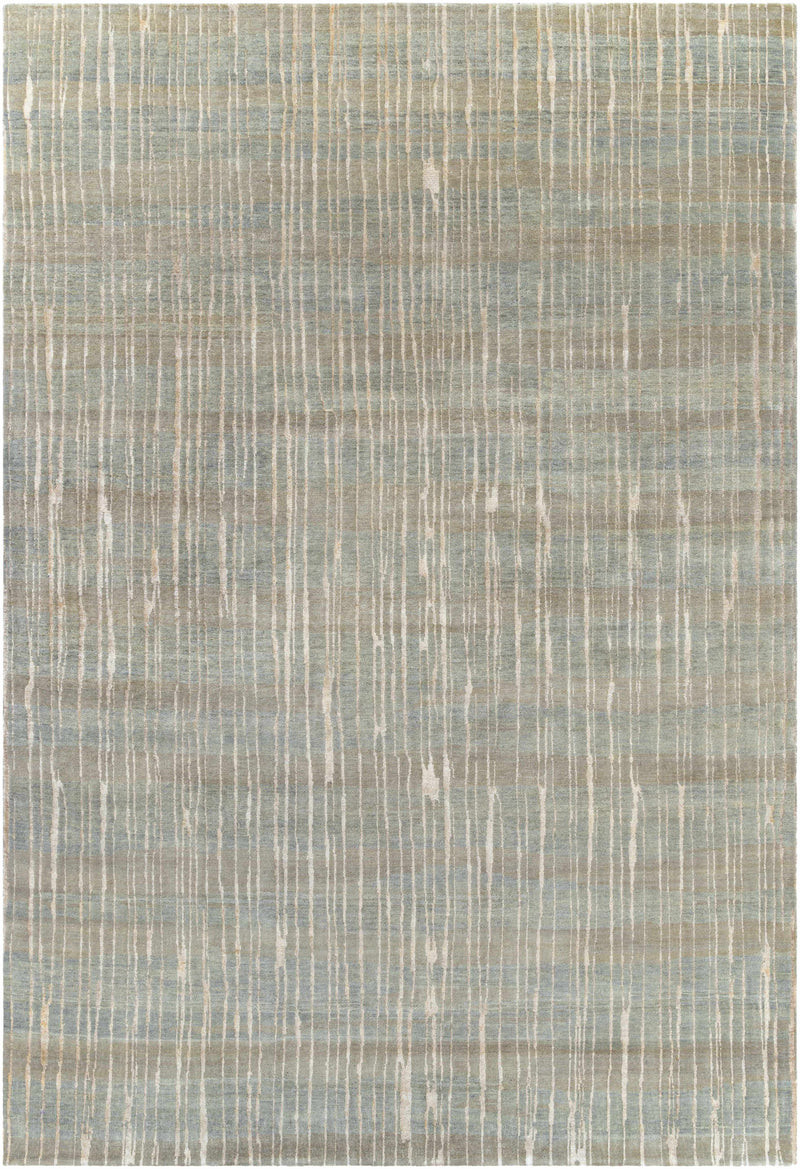 Sage Hand Knotted 70% Wool, 30% Viscose Modern Rectangle Handmade rug, Indoor use only, no fringe, non-washable.