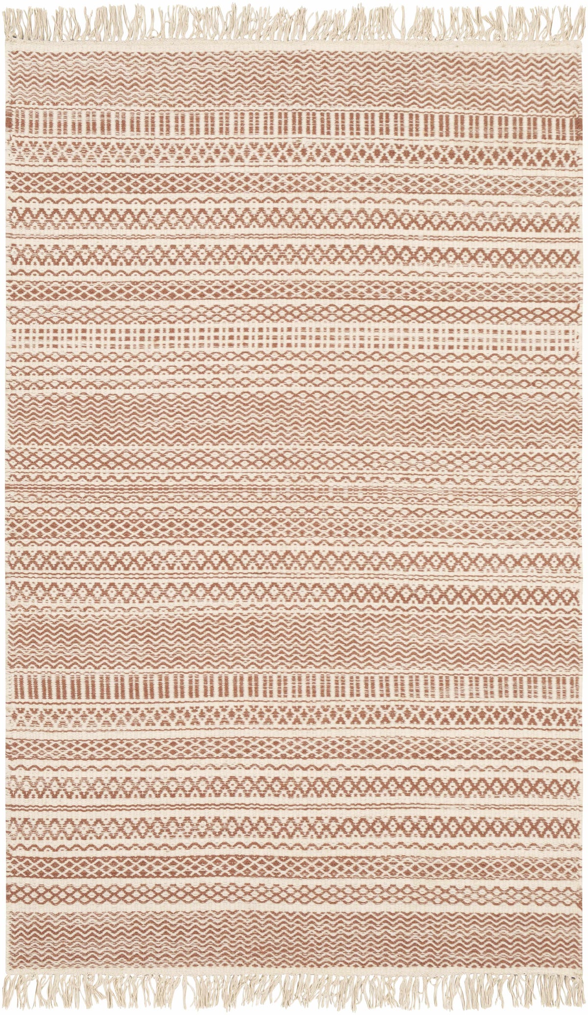 Rust Hand Woven 100% Wool Cottage Rectangle Handmade rug, Indoor use only, has fringe, non-washable. runner also available