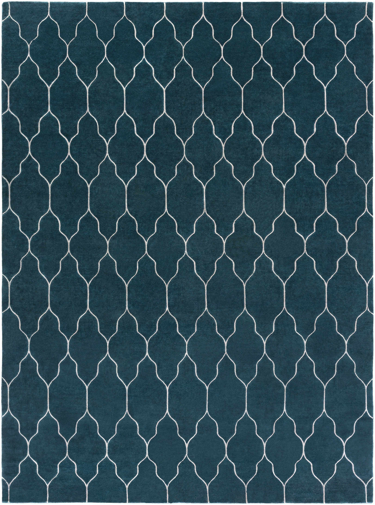 Deep Teal Hand Knotted 100% Wool Modern Rectangle Handmade rug, Indoor use only, no fringe, non-washable.