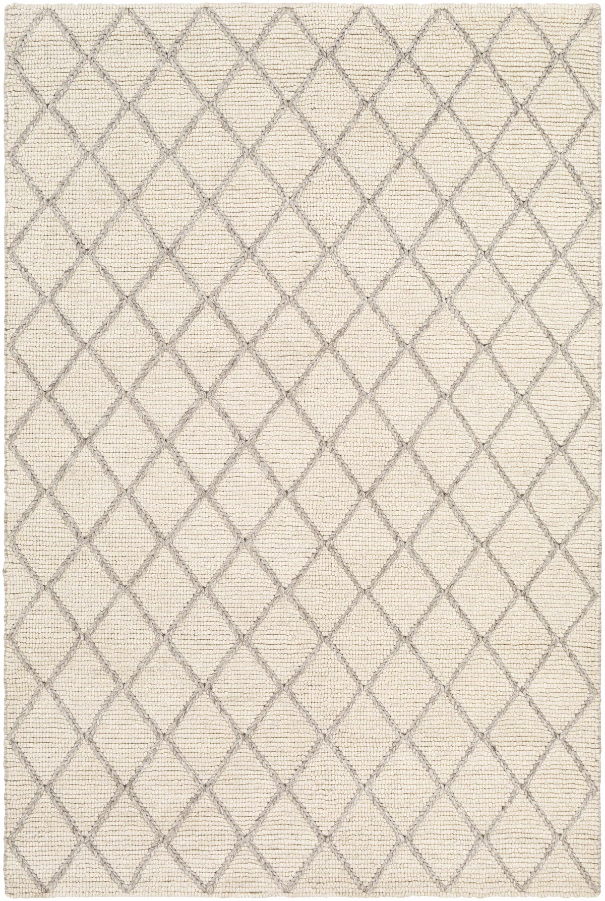 Cream Hand Woven 50% Viscose, 50% Wool Modern Rectangle Handmade rug, Indoor use only, no fringe, non-washable.