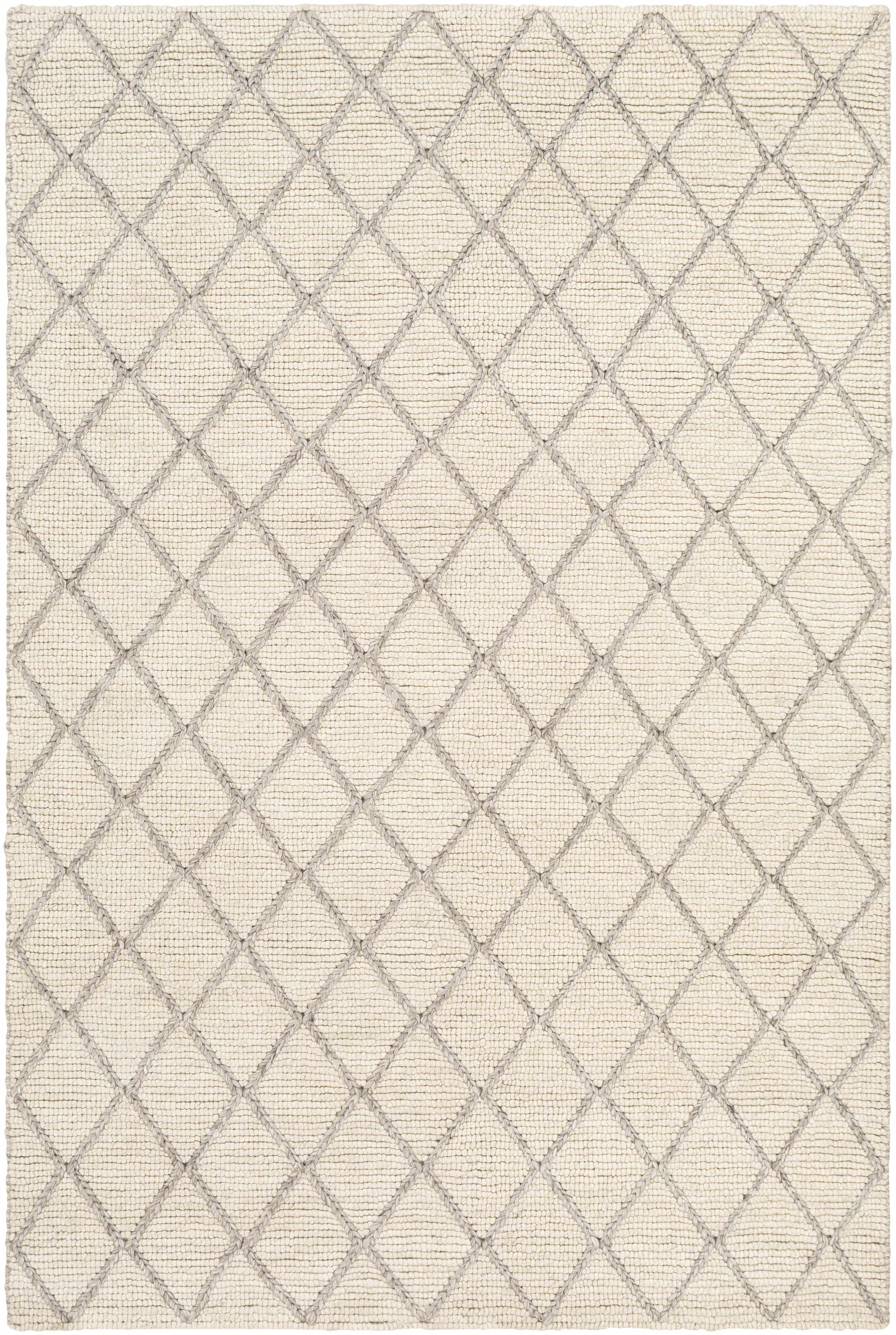 Cream Hand Woven 50% Viscose, 50% Wool Modern Rectangle Handmade rug, Indoor use only, no fringe, non-washable.