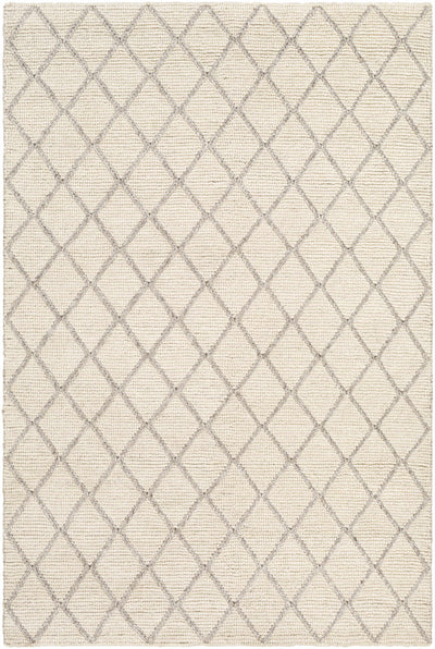 Cream Hand Woven 50% Viscose, 50% Wool Modern Rectangle Handmade rug, Indoor use only, no fringe, non-washable.