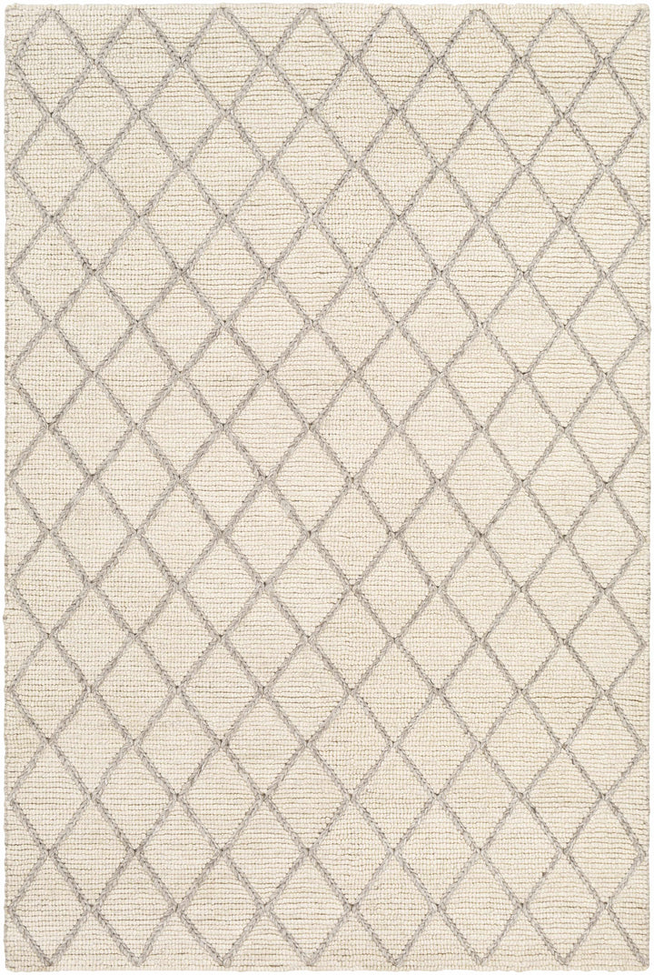 Cream Hand Woven 50% Viscose, 50% Wool Modern Rectangle Handmade rug, Indoor use only, no fringe, non-washable.