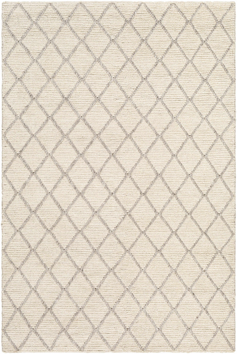 Cream Hand Woven 50% Viscose, 50% Wool Modern Rectangle Handmade rug, Indoor use only, no fringe, non-washable.