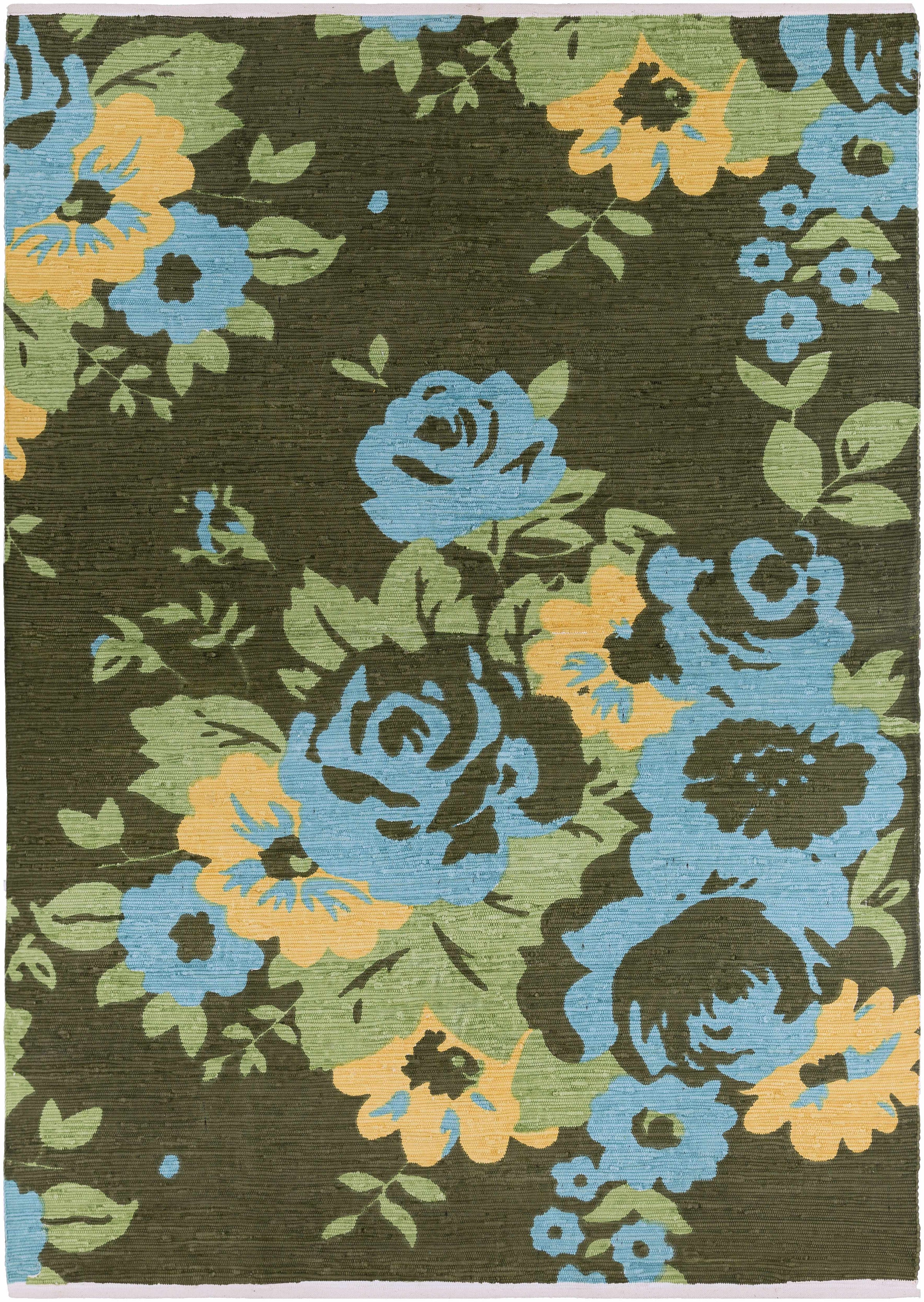 Sage Hand Woven 100% Cotton Modern Rectangle Handmade rug, Indoor use only, no fringe, non-washable.