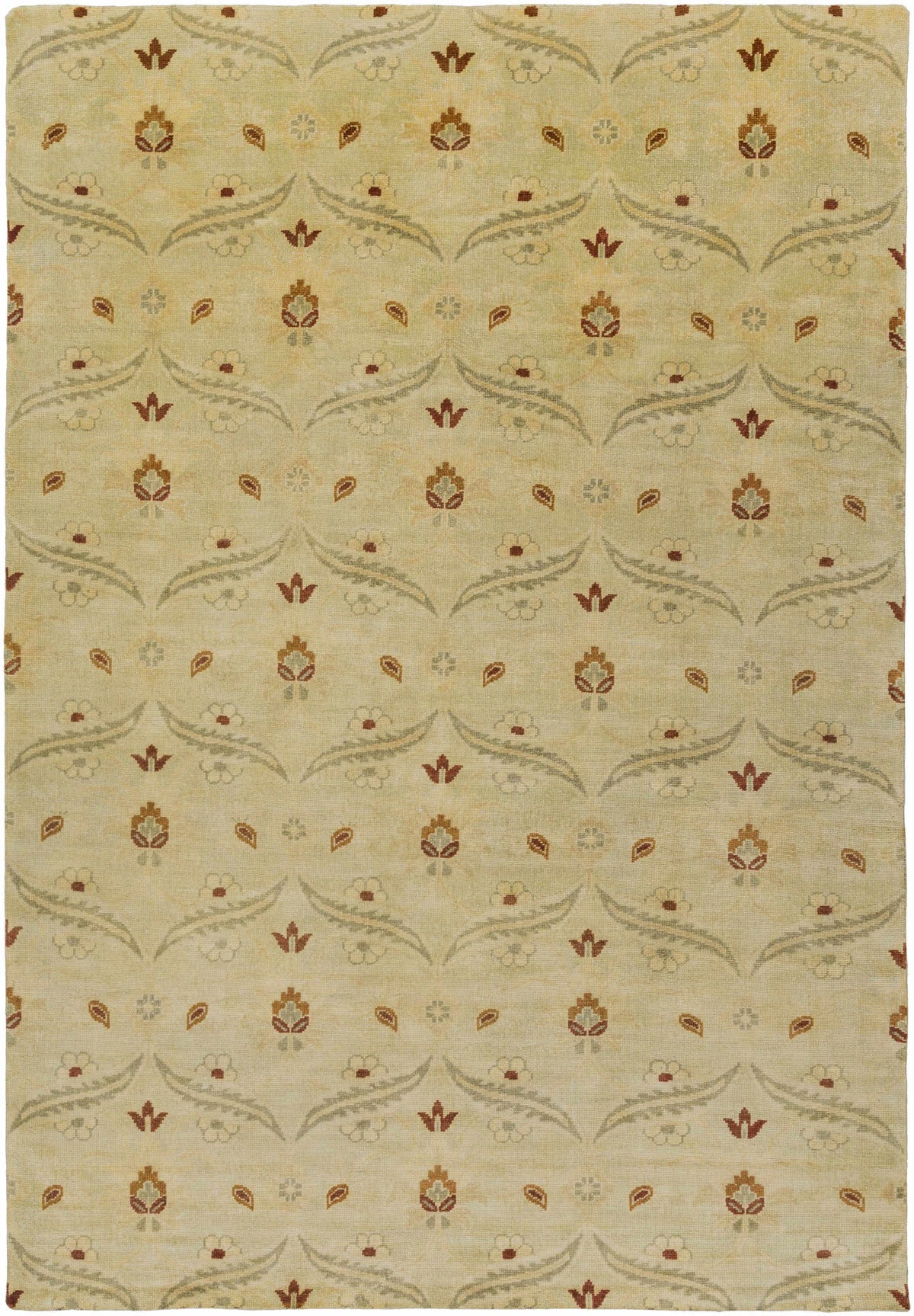 Light Olive Hand Knotted 100% NZ Wool Traditional Rectangle Handmade rug, Indoor use only, no fringe, non-washable. runner also available