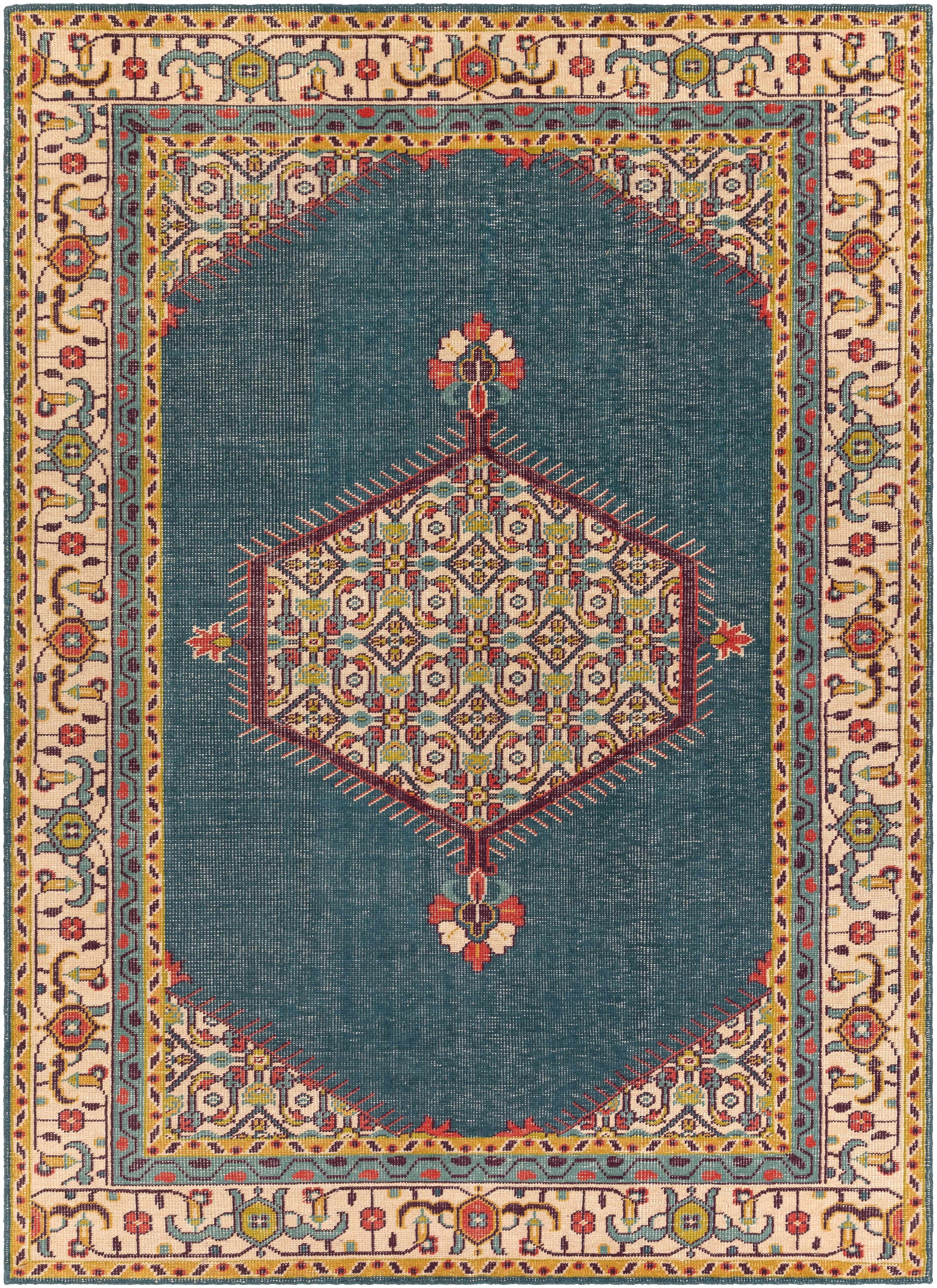 Medium Green Hand Knotted 100% NZ Wool Traditional Rectangle Handmade rug, Indoor use only, no fringe, non-washable.