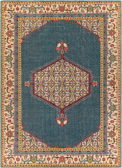 Medium Green Hand Knotted 100% NZ Wool Traditional Rectangle Handmade rug, Indoor use only, no fringe, non-washable.