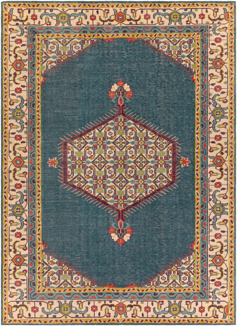 Medium Green Hand Knotted 100% NZ Wool Traditional Rectangle Handmade rug, Indoor use only, no fringe, non-washable.