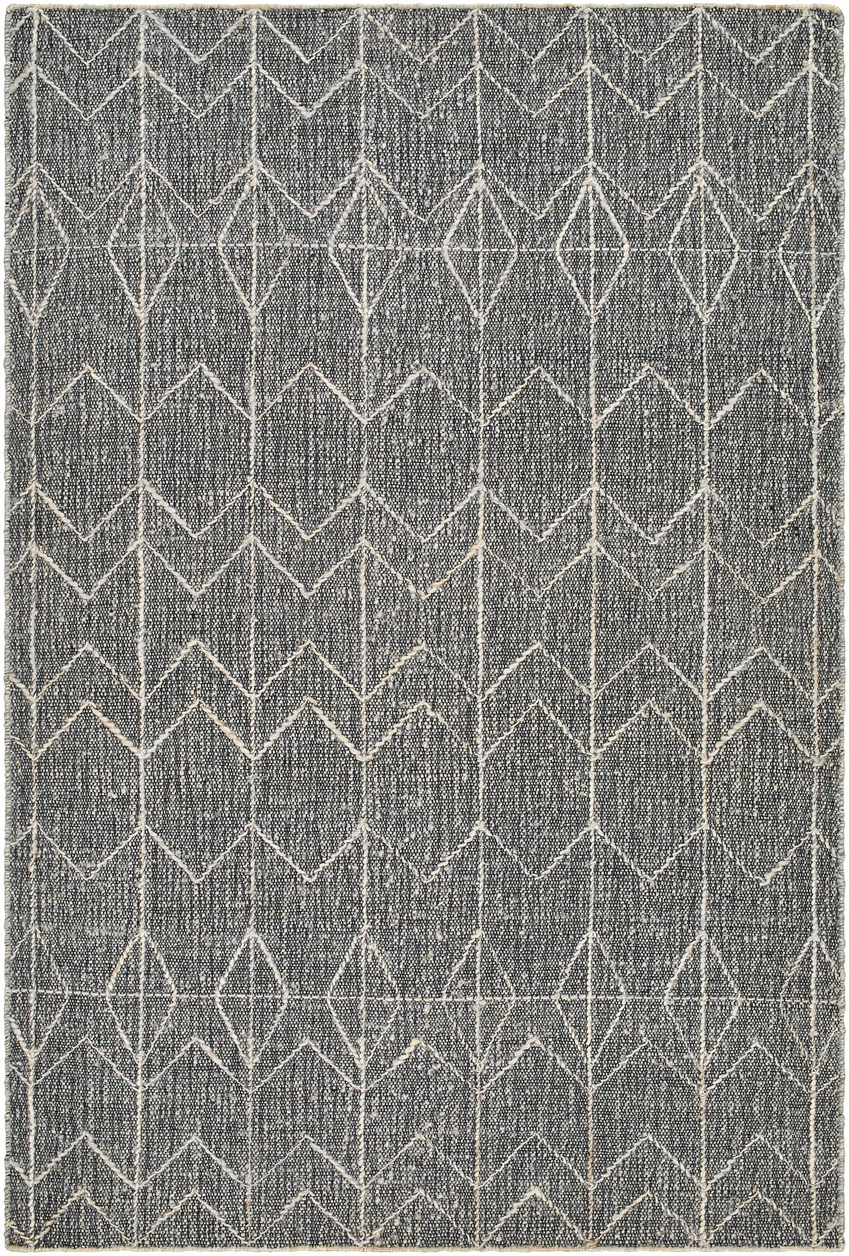 Black Hand Woven 50% Jute, 20% Wool, 15% Cotton, 15% Viscose Modern Rectangle Handmade rug, Indoor use only, no fringe, non-washable.