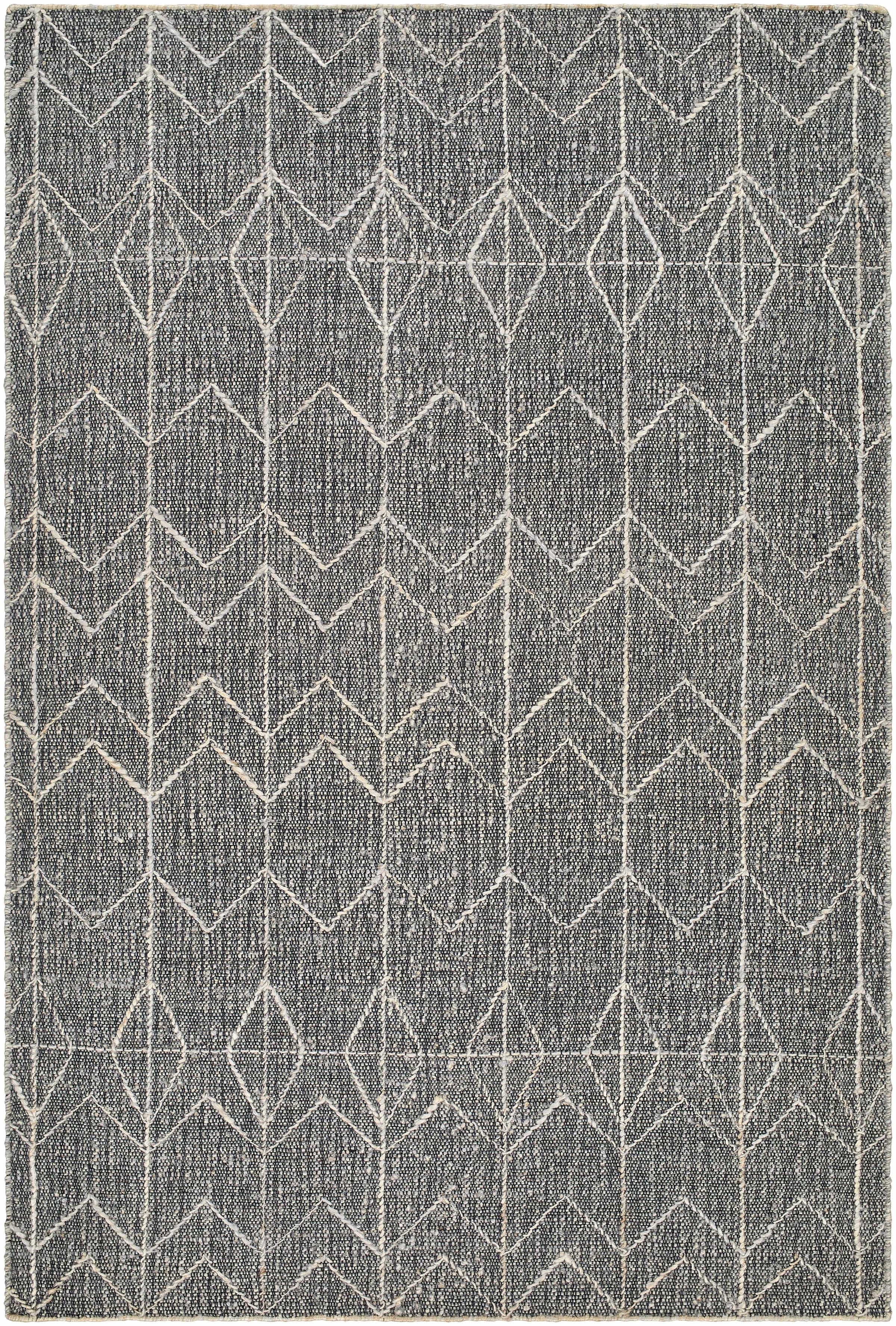 Black Hand Woven 50% Jute, 20% Wool, 15% Cotton, 15% Viscose Modern Rectangle Handmade rug, Indoor use only, no fringe, non-washable.