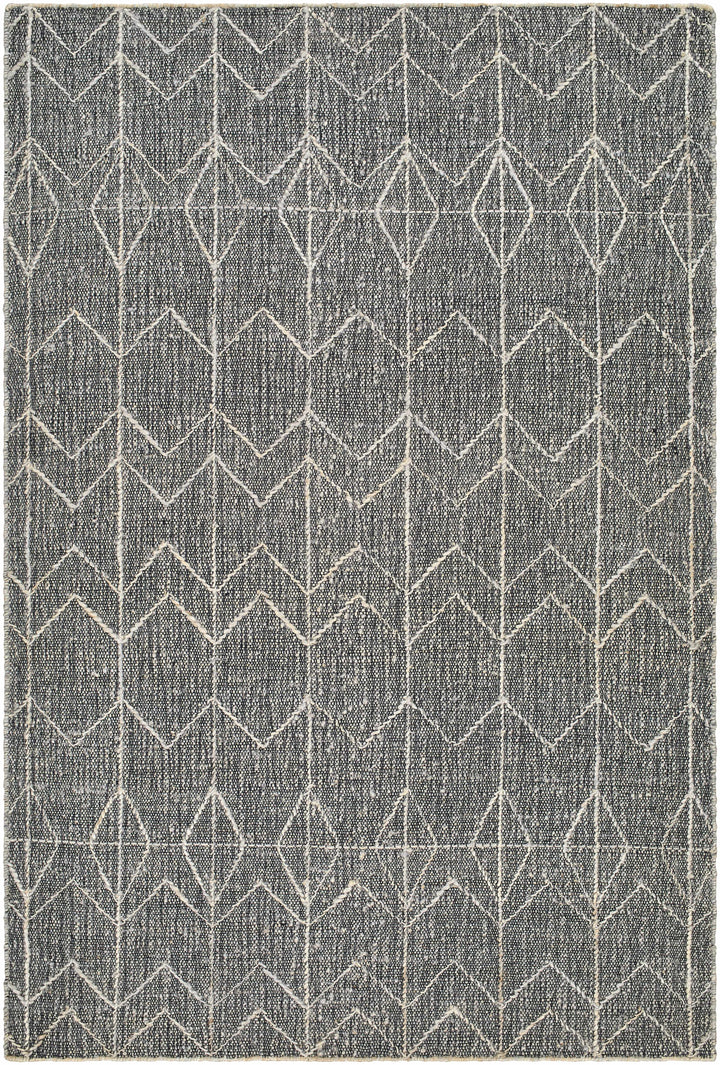 Black Hand Woven 50% Jute, 20% Wool, 15% Cotton, 15% Viscose Modern Rectangle Handmade rug, Indoor use only, no fringe, non-washable.