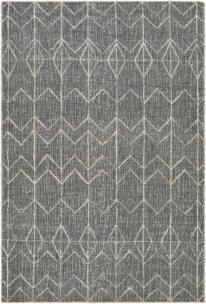 Black Hand Woven 50% Jute, 20% Wool, 15% Cotton, 15% Viscose Modern Rectangle Handmade rug, Indoor use only, no fringe, non-washable.
