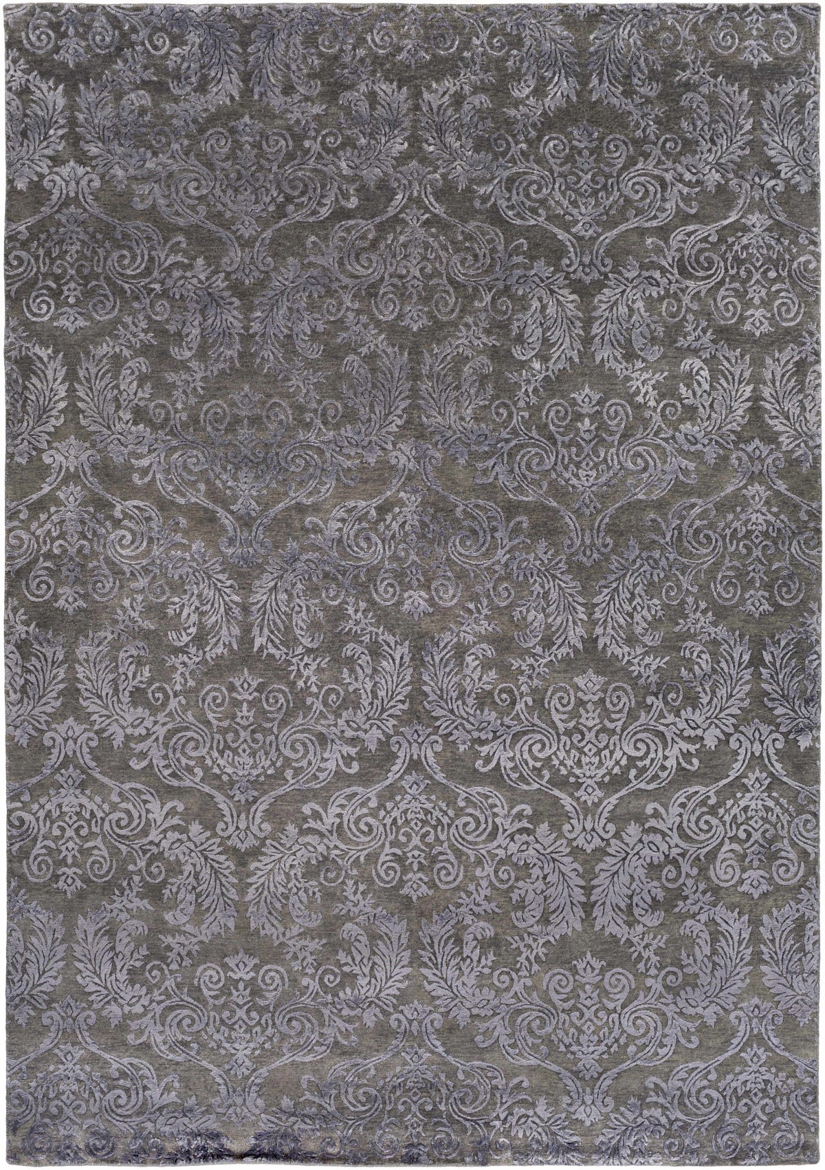 Black Hand Knotted 60% Wool, 40% Viscose Cottage Rectangle Handmade rug, Indoor use only, no fringe, non-washable.