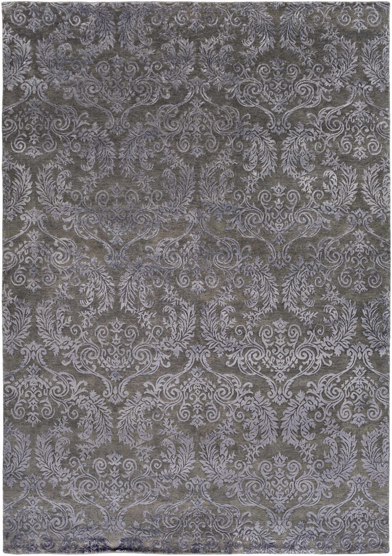 Black Hand Knotted 60% Wool, 40% Viscose Cottage Rectangle Handmade rug, Indoor use only, no fringe, non-washable.