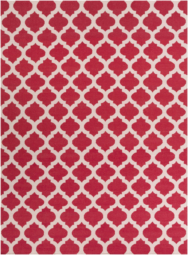 Red Hand Woven 100% Wool Modern Rectangle Handmade rug, Indoor use only, no fringe, non-washable. runner also available