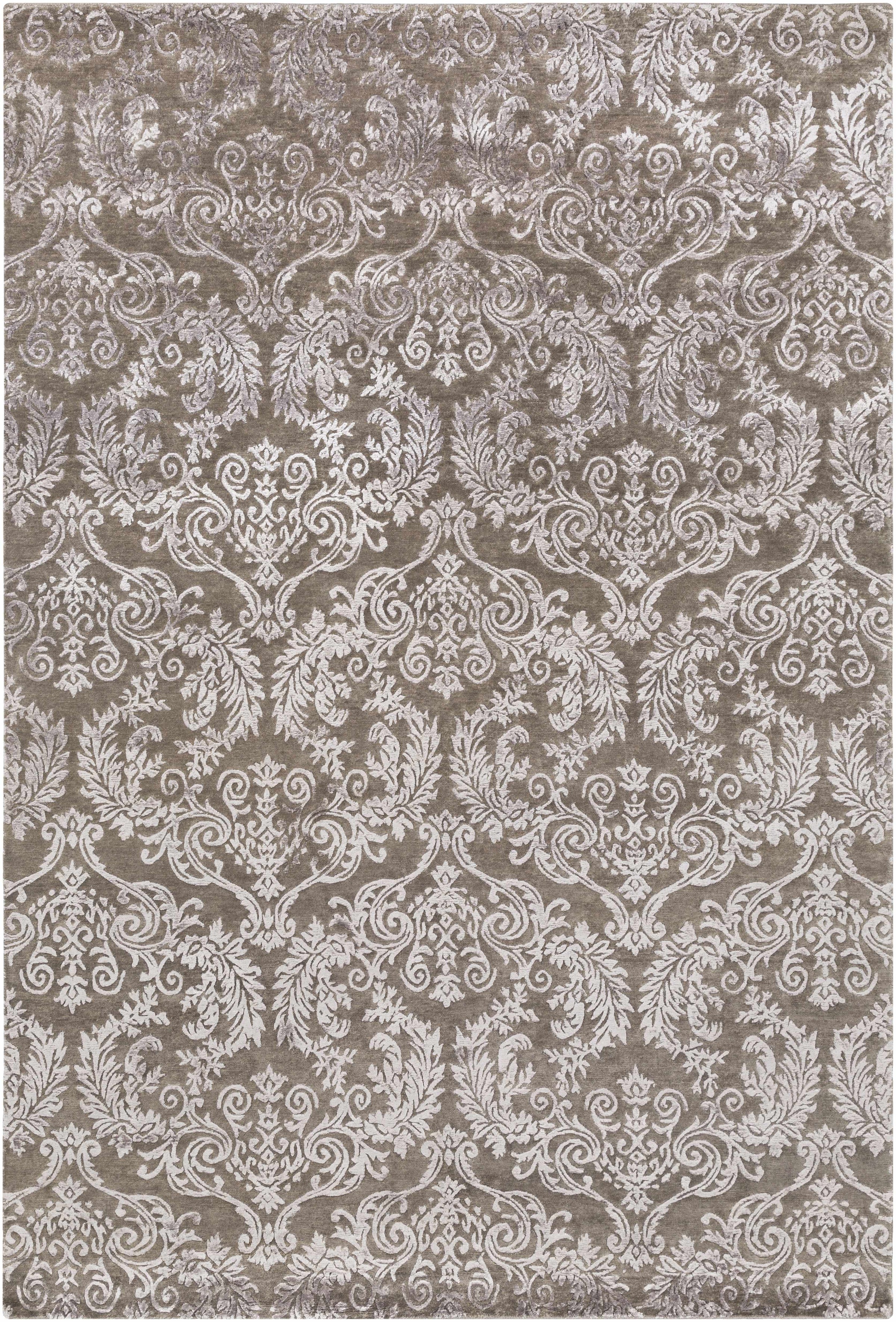 Charcoal Hand Knotted 60% Wool, 40% Viscose Cottage Rectangle Handmade rug, Indoor use only, no fringe, non-washable.