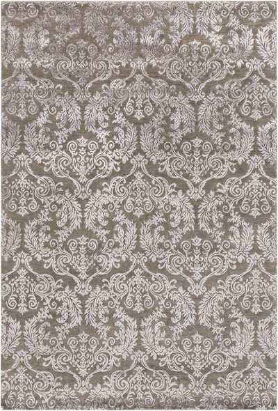 Charcoal Hand Knotted 60% Wool, 40% Viscose Cottage Rectangle Handmade rug, Indoor use only, no fringe, non-washable.
