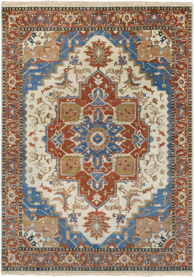 Burnt Orange Hand Knotted 100% NZ Wool Traditional Rectangle Handmade rug, Indoor use only, has fringe, non-washable.