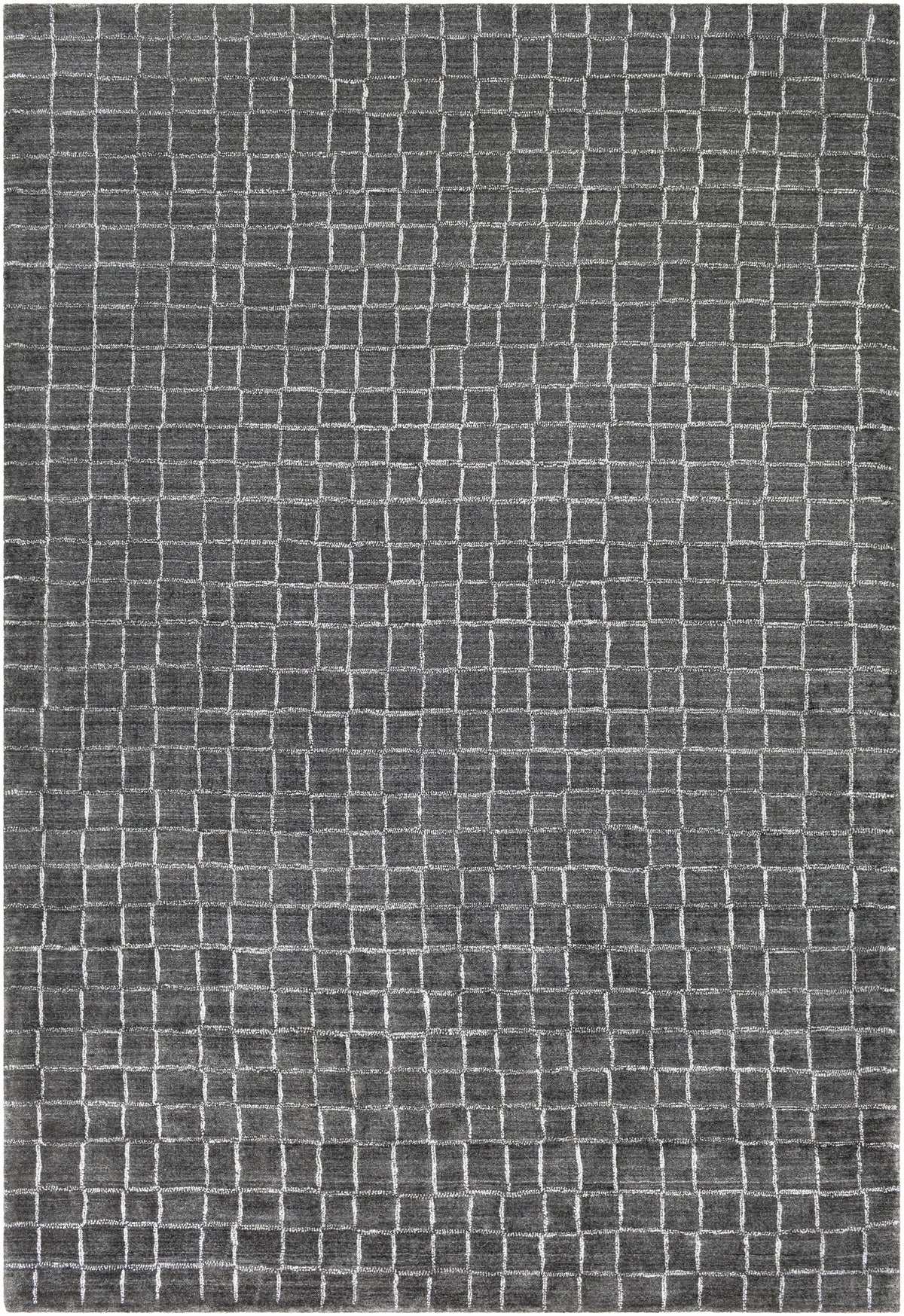 Charcoal Hand Knotted 100% Viscose Modern Rectangle Handmade rug, Indoor use only, no fringe, non-washable.