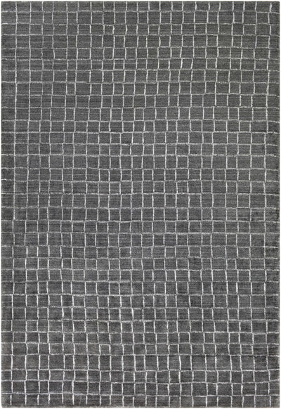 Charcoal Hand Knotted 100% Viscose Modern Rectangle Handmade rug, Indoor use only, no fringe, non-washable.