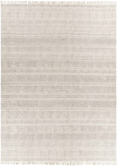 Charcoal Hand Woven 100% Cotton Global Rectangle Handmade rug, Indoor use only, has fringe, non-washable.