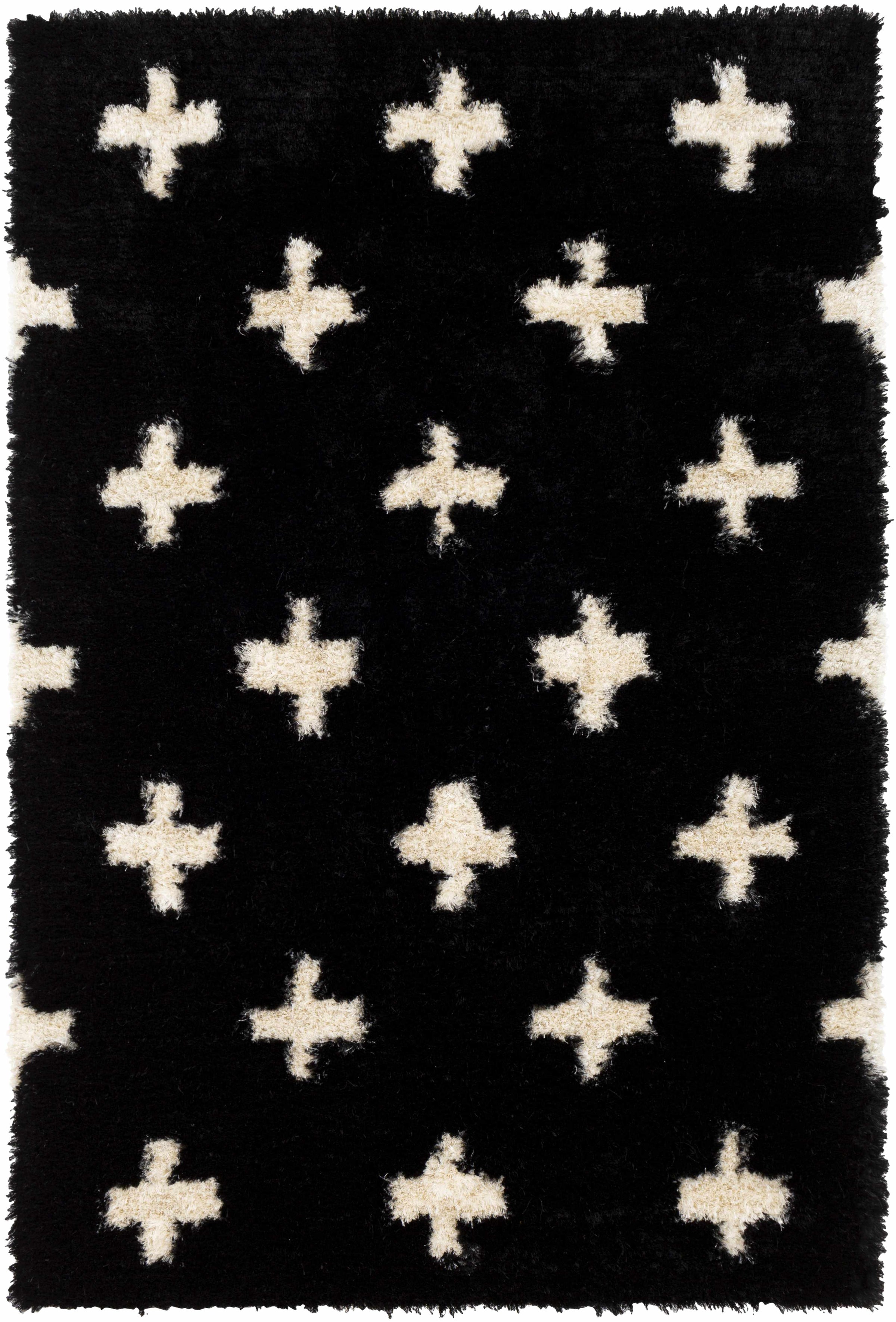 Black Hand Tufted 100% Polyester Modern Rectangle Handmade rug, Indoor use only, no fringe, non-washable.