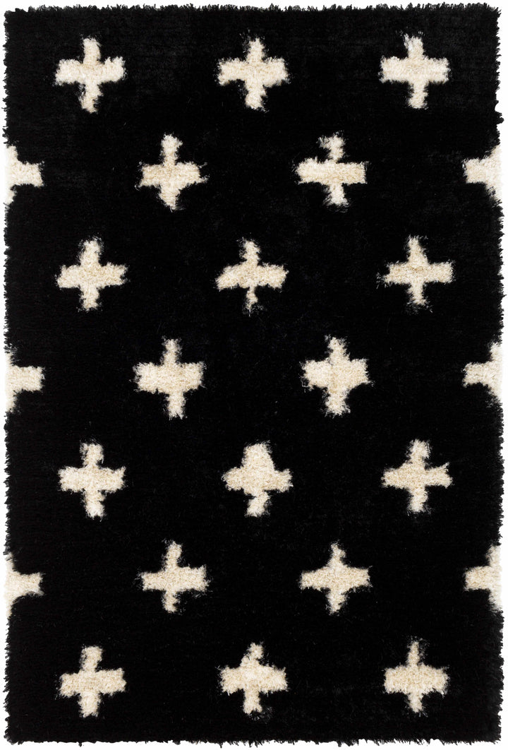 Black Hand Tufted 100% Polyester Modern Rectangle Handmade rug, Indoor use only, no fringe, non-washable.