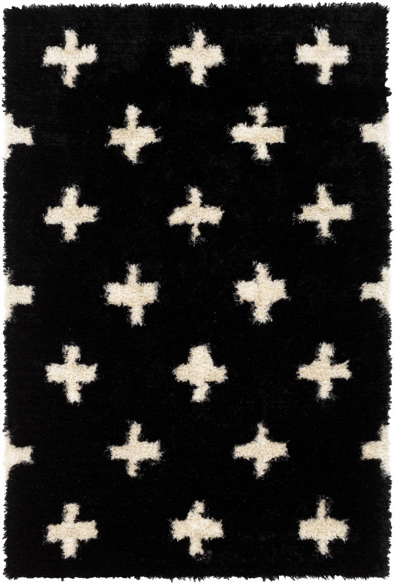 Black Hand Tufted 100% Polyester Modern Rectangle Handmade rug, Indoor use only, no fringe, non-washable.