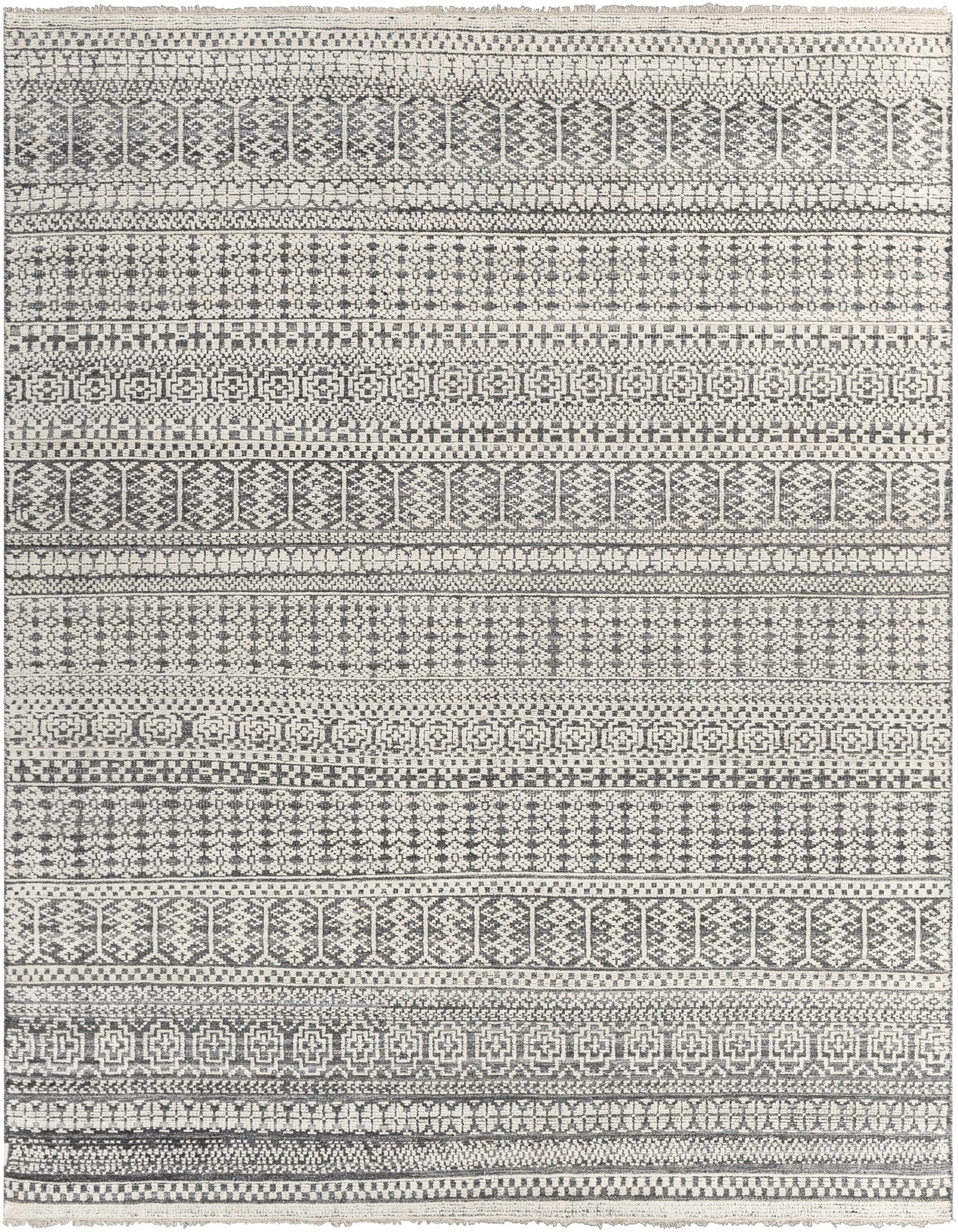 Dusty Sage Hand Knotted 20% Polyester, 20% Viscose, 60% Wool Global Rectangle Handmade rug, Indoor use only, has fringe, non-washable.