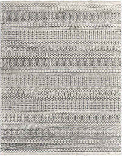 Dusty Sage Hand Knotted 20% Polyester, 20% Viscose, 60% Wool Global Rectangle Handmade rug, Indoor use only, has fringe, non-washable.