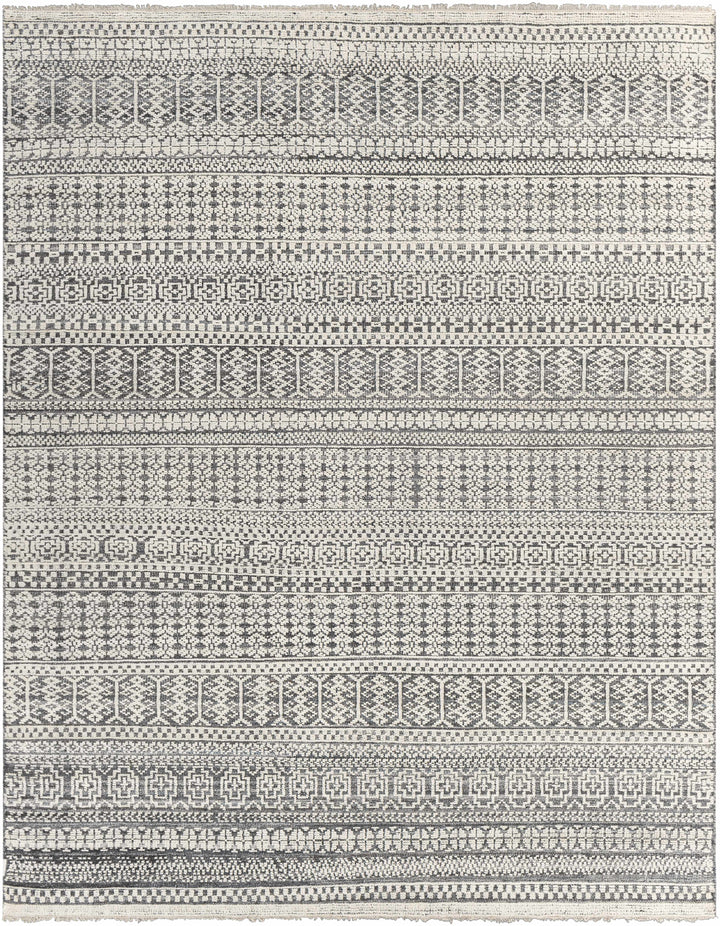 Dusty Sage Hand Knotted 20% Polyester, 20% Viscose, 60% Wool Global Rectangle Handmade rug, Indoor use only, has fringe, non-washable.