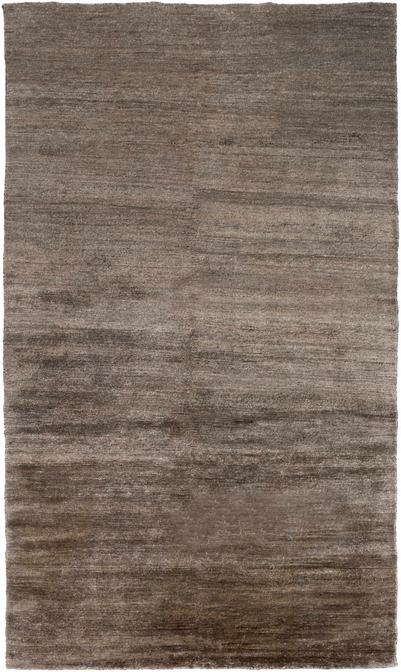 Dark Brown Hand Woven 100% Viscose Cottage Rectangle Handmade rug, Indoor use only, no fringe, non-washable.