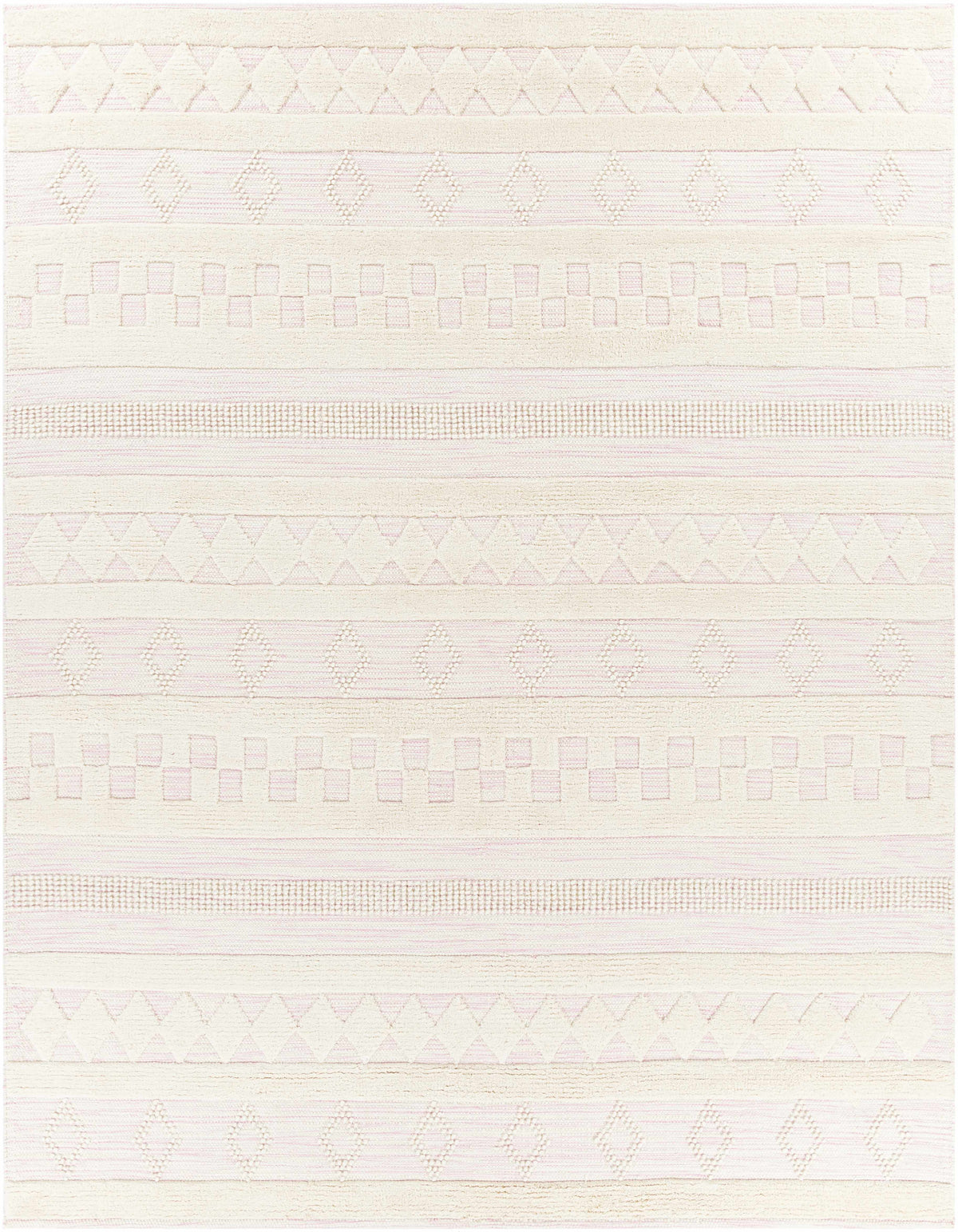 Light Pink Hand Woven 100% Wool Modern Rectangle Handmade rug, Indoor use only, no fringe, non-washable. runner also available