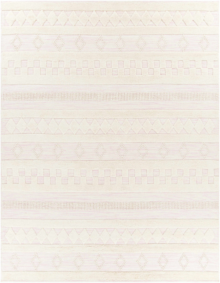 Light Pink Hand Woven 100% Wool Modern Rectangle Handmade rug, Indoor use only, no fringe, non-washable. runner also available