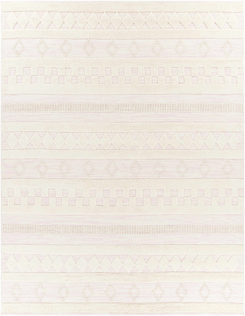Light Pink Hand Woven 100% Wool Modern Rectangle Handmade rug, Indoor use only, no fringe, non-washable. runner also available