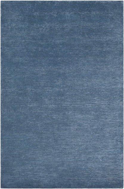 Blue Hand Knotted 60% Viscose, 40% NZ Wool Cottage Rectangle Handmade rug, Indoor use only, no fringe, non-washable.