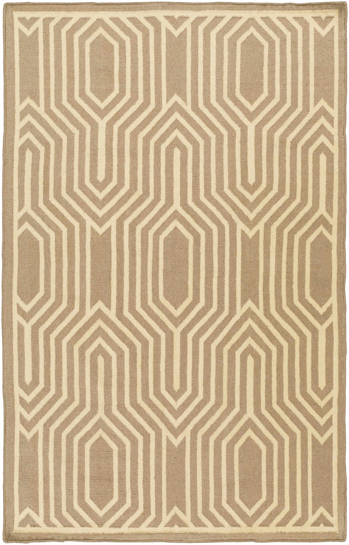 Cream Hand Woven 100% Wool Modern Rectangle Handmade rug, Indoor use only, no fringe, non-washable.