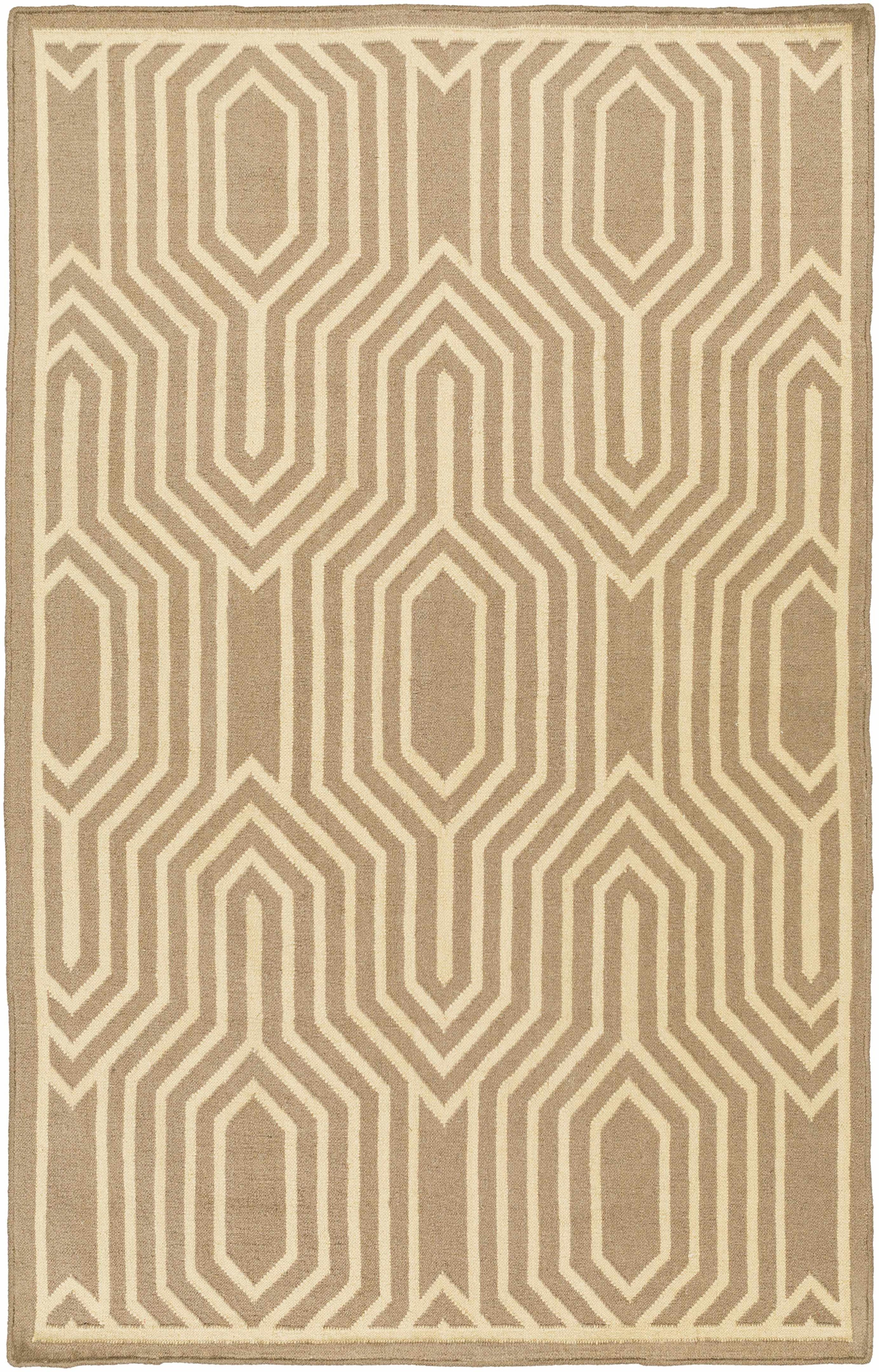 Cream Hand Woven 100% Wool Modern Rectangle Handmade rug, Indoor use only, no fringe, non-washable.