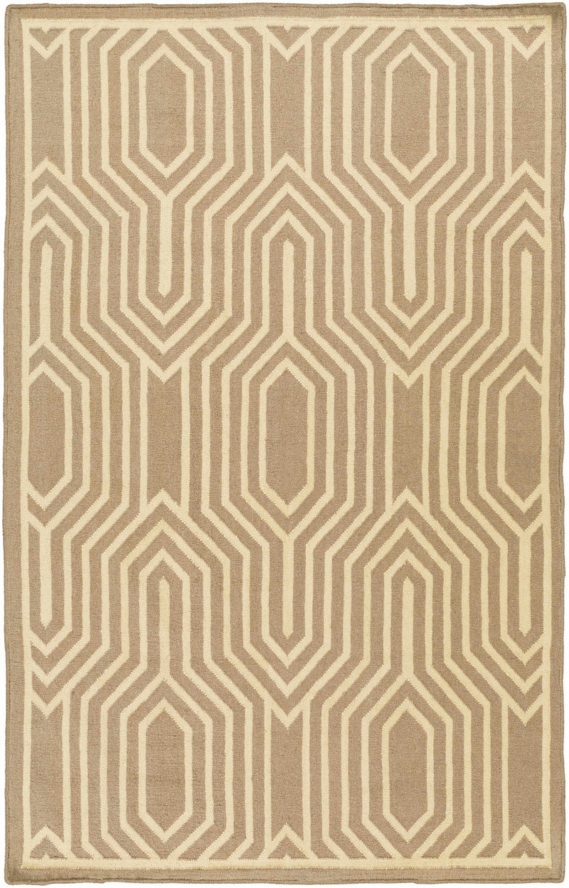 Cream Hand Woven 100% Wool Modern Rectangle Handmade rug, Indoor use only, no fringe, non-washable.