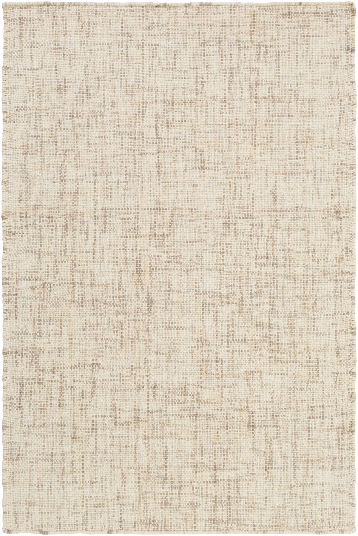 Cream Hand Woven 100% Wool Cottage Rectangle Handmade rug, Indoor use only, no fringe, non-washable.
