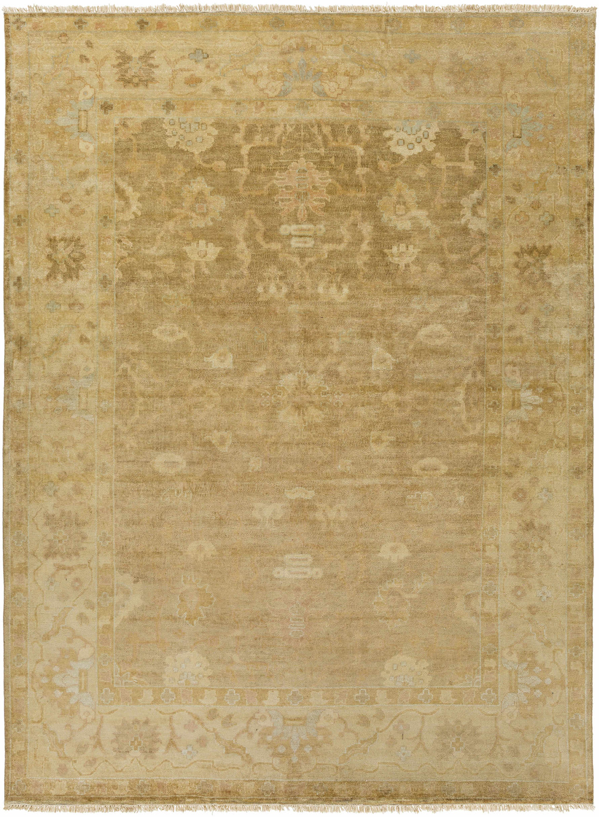 Mustard Hand Knotted 100% NZ Wool Traditional Rectangle Handmade rug, Indoor use only, no fringe, non-washable.