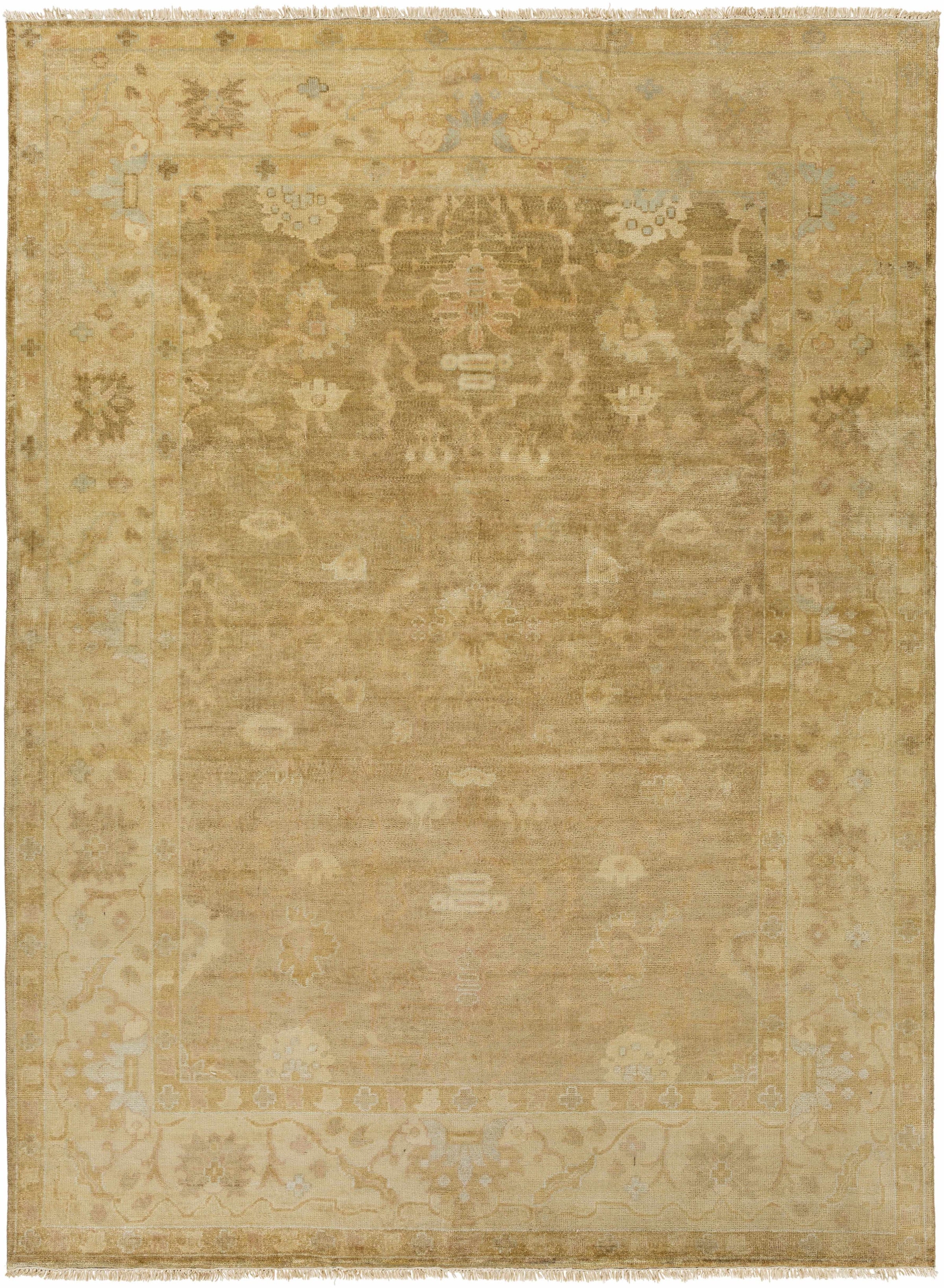 Mustard Hand Knotted 100% NZ Wool Traditional Rectangle Handmade rug, Indoor use only, no fringe, non-washable.