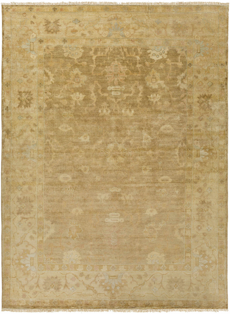 Mustard Hand Knotted 100% NZ Wool Traditional Rectangle Handmade rug, Indoor use only, no fringe, non-washable.