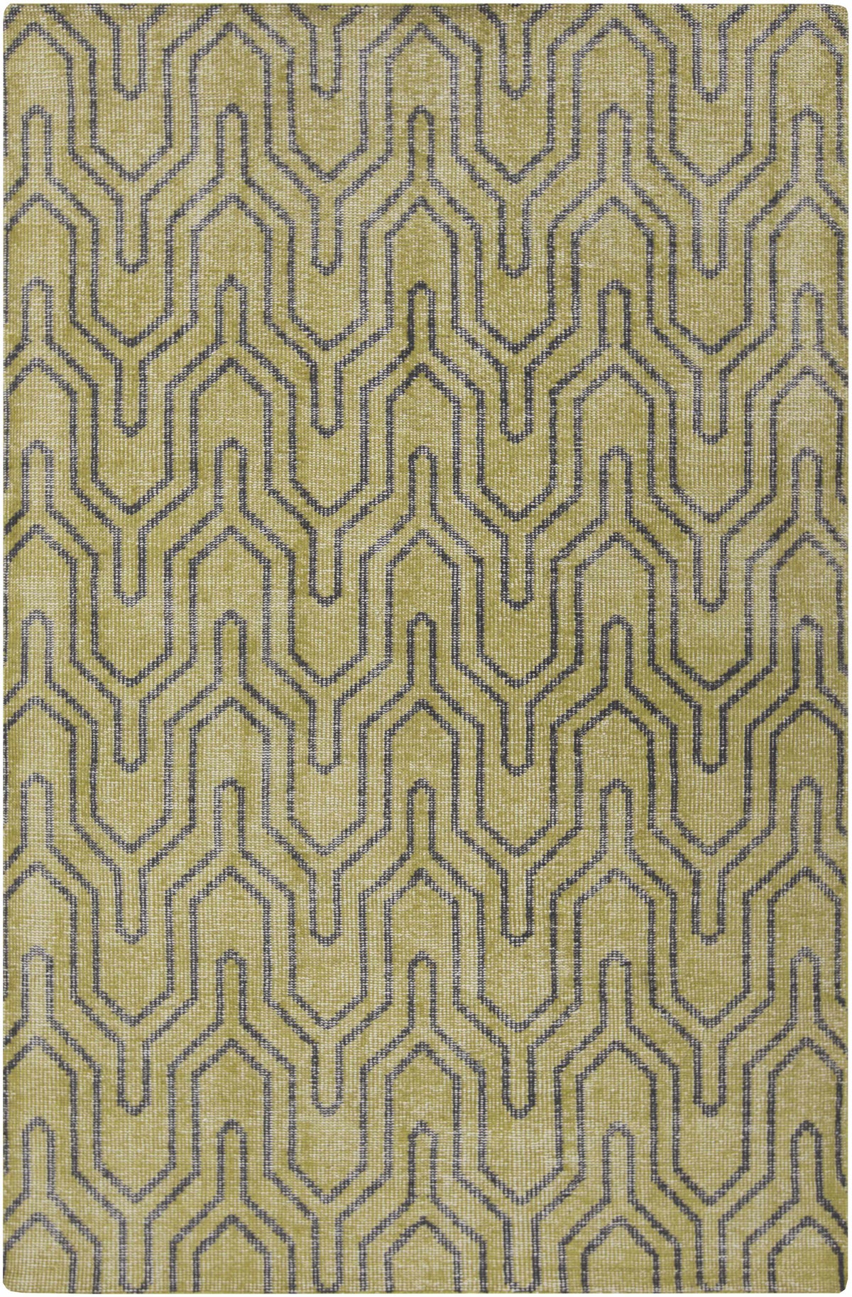 Green Hand Knotted 100% Wool Modern Rectangle Handmade rug, Indoor use only, no fringe, non-washable.