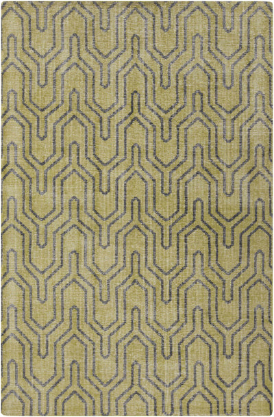 Green Hand Knotted 100% Wool Modern Rectangle Handmade rug, Indoor use only, no fringe, non-washable.