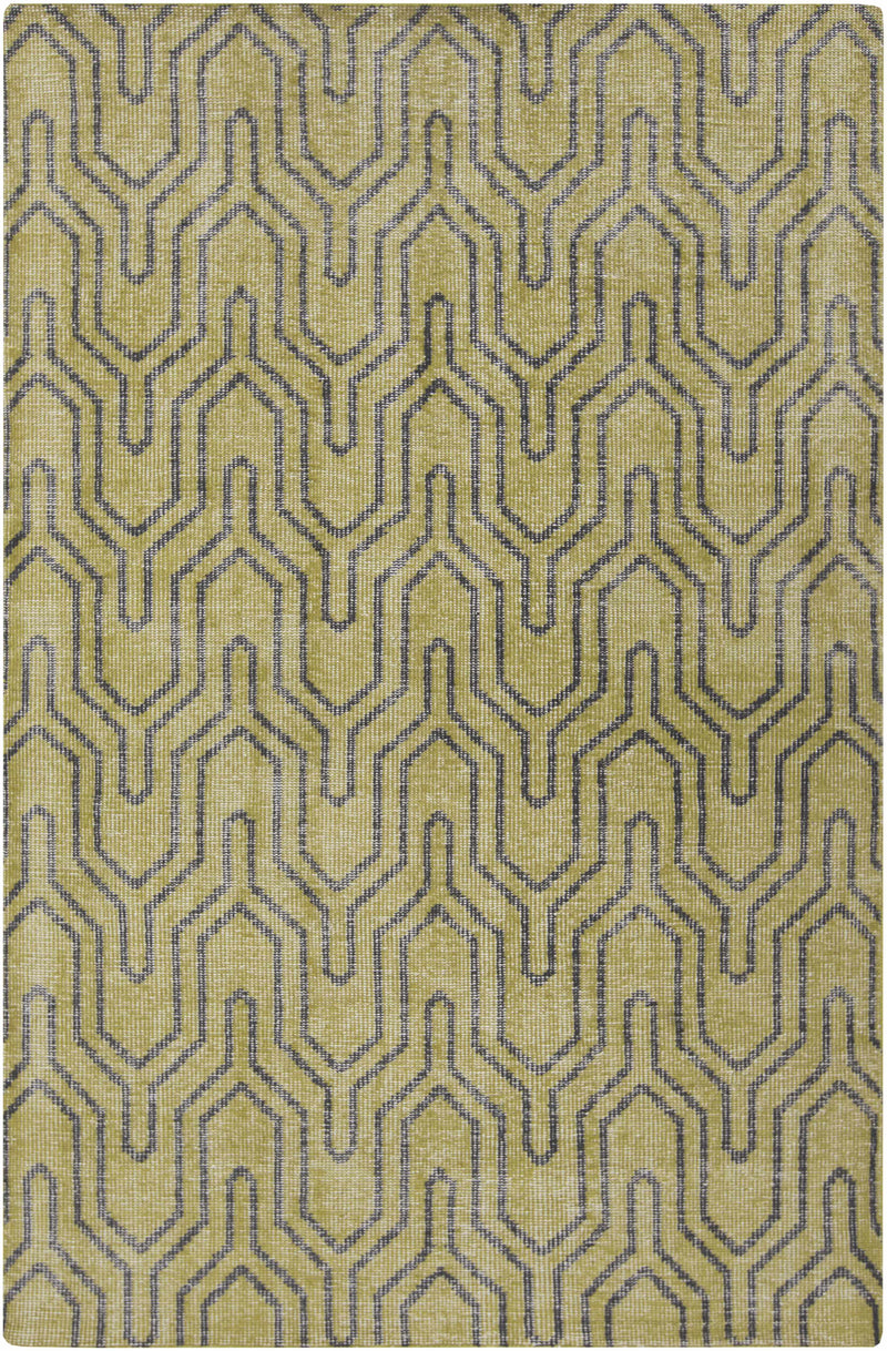 Green Hand Knotted 100% Wool Modern Rectangle Handmade rug, Indoor use only, no fringe, non-washable.